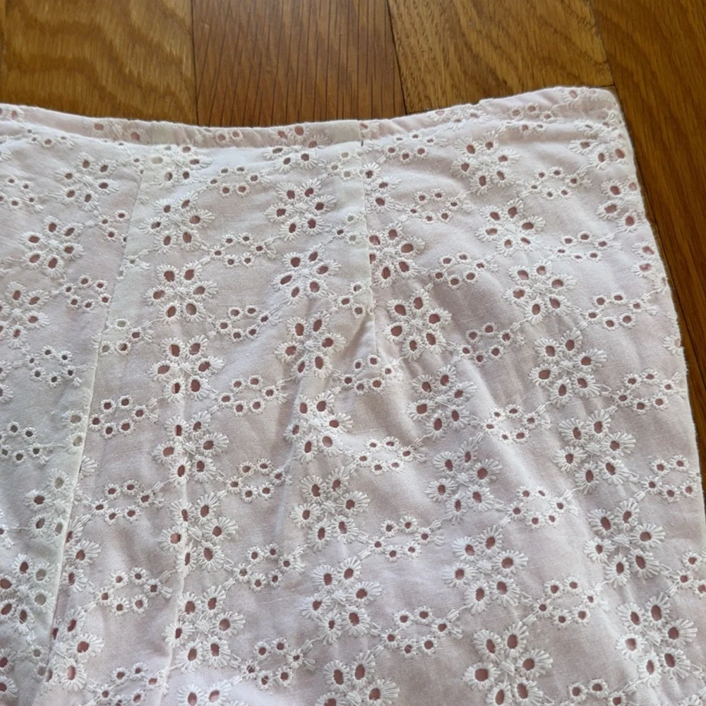 KC Parker girls capris 7 white / pink eyelet Hartstrings boutique Kids pants NEW